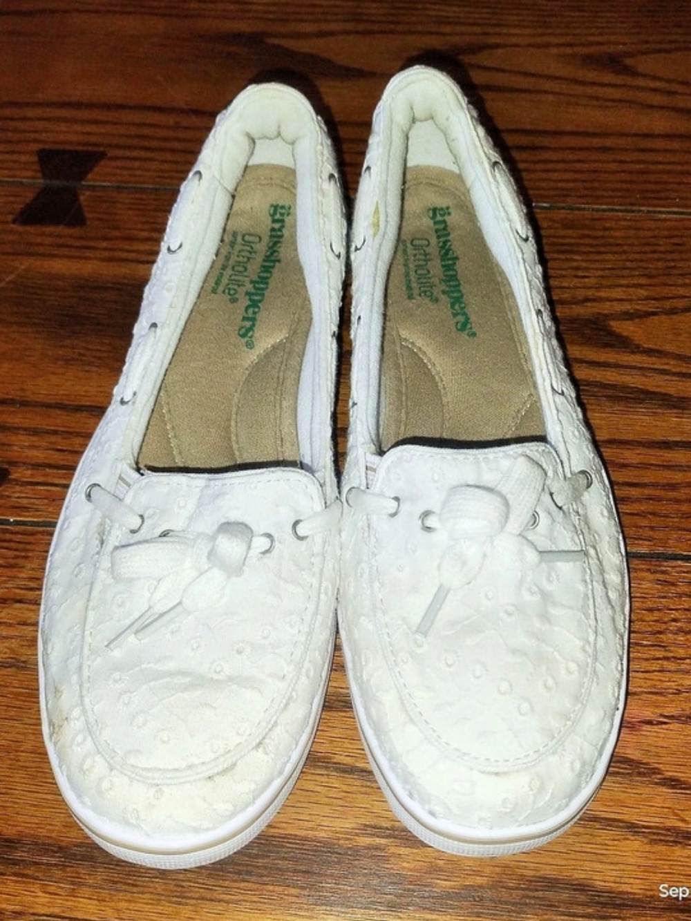 Grasshopper Windsor Knot White Eyelet Slip On Boat Shoes Size 5